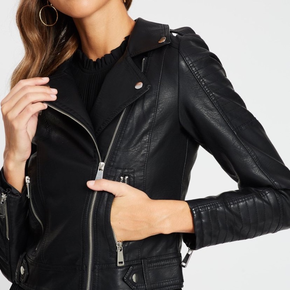NWT! - Vero Moda | Kerri Biker Faux Leather Jacket - Picture 5 of 16